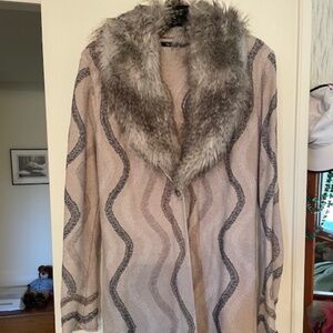 NIc and Zoe Sweater/Coat Size M  Faux Fur Removable Collar